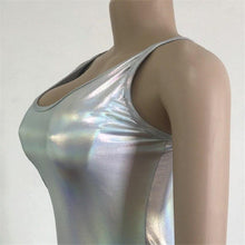 Carregar imagem no visualizador da galeria, Penny Lane® - Mini Vestido HolográficoMichele Obama - Reflectivo Metalizado Prata Laser