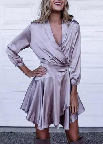 Vestido Envelope Transpassado Curto de Cetim - Frete Gratis