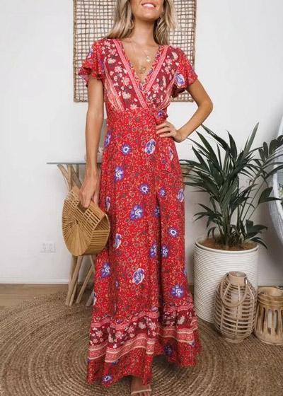 Vestido Envelope Longo Estampado Estilo - Frete Gratis