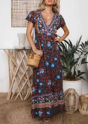 Vestido Envelope Longo Estampado Estilo - Frete Gratis