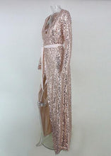 Carregar imagem no visualizador da galeria, Vestido Longo Envelope Festa Bordado de Paetês - Frete Gratis