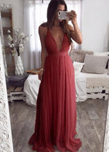 Carregar imagem no visualizador da galeria, Vestido Tule Rosa Longo Decotado - Frete Gratis