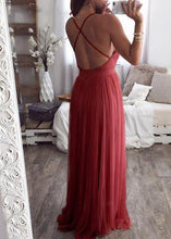 Carregar imagem no visualizador da galeria, Vestido Tule Rosa Longo Decotado - Frete Gratis