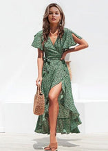 Carregar imagem no visualizador da galeria, Vestido Envelope Transpassado Longo com Babado - Frete Gratis