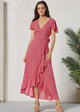 Carregar imagem no visualizador da galeria, Vestido Envelope Transpassado Longo Poá de Viscose - Frete Gratis