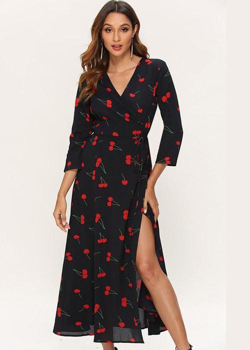 Vestido Envelope Transpassado Longo Estampado Casual - Frete Gratis