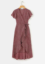 Carregar imagem no visualizador da galeria, Vestido Envelope Assimetrico Estampado com Babado - Frete Gratis