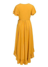 Carregar imagem no visualizador da galeria, Vestido Envelope Transpassado Longo com Babado - Frete Gratis