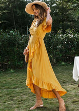 Carregar imagem no visualizador da galeria, Vestido Envelope Transpassado Longo com Babado - Frete Gratis