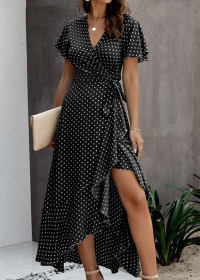 Vestido Envelope Transpassado Longo Poá - Frete Gratis