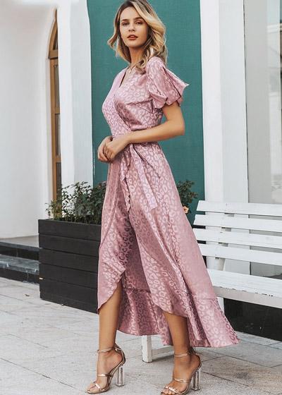 Vestido Envelope Midi com Babado - Frete Gratis