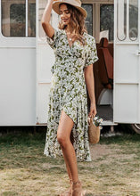 Carregar imagem no visualizador da galeria, Vestido Envelope Midi Estampado com Babado na Barra - Frete Gratis